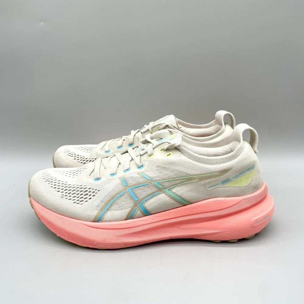 ASICS Womens 11 Gel Kayano 31 Road Running Shoes White Coral Sporty Gym Training